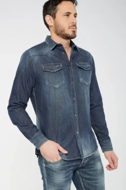 Le Temps des Cerises Chemise Juanito En Jeans Bleu-Homme Chemises Et Vestes