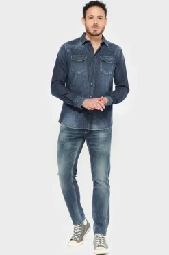 Le Temps des Cerises Chemise Juanito En Jeans Bleu-Homme Chemises Et Vestes