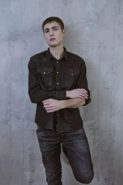 Le Temps des Cerises Chemise Juanito En Jeans Noir Delave-Homme Chemises Et Vestes