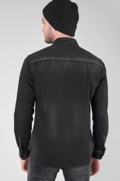 Le Temps des Cerises Chemise Juanito En Jeans Noir Delave-Homme Chemises Et Vestes
