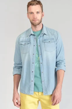 Le Temps des Cerises Chemise Juanito En Jeans Bleu Clair-Homme Chemises Et Vestes