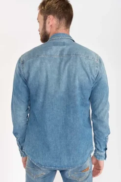 Le Temps des Cerises Chemise Juanito En Jeans Bleu Delave-Homme Chemises Et Vestes