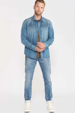 Le Temps des Cerises Chemise Juanito En Jeans Bleu Delave-Homme Chemises Et Vestes