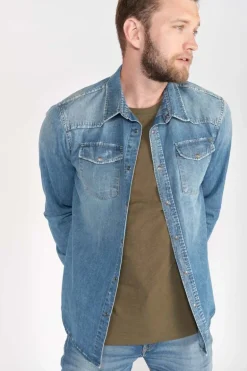 Le Temps des Cerises Chemise Juanito En Jeans Bleu Delave-Homme Chemises Et Vestes