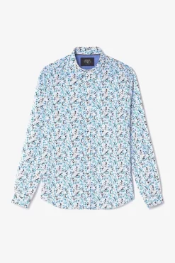Le Temps des Cerises Chemise Mariot Blanche A Motif Feuilles-Homme Chemises