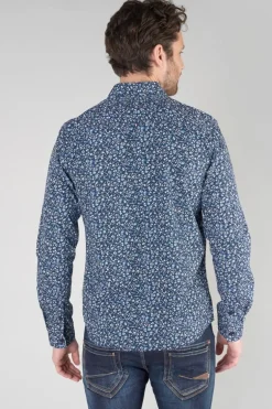Le Temps des Cerises Chemise Nobel Bleu Marine A Motif Fleuri-Homme Chemises