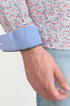 Le Temps des Cerises Chemise Rodel A Motif Fleuri Rouge Et Bleu-Homme Chemises
