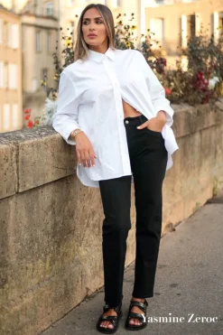 Le Temps des Cerises Collab @Yasmine.Zeroc Amour 400/18 Mom Taille Haute 7/8Eme Jeans Noir N°1-Femme Coupe Regular