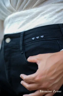 Le Temps des Cerises Collab @Yasmine.Zeroc Amour 400/18 Mom Taille Haute 7/8Eme Jeans Noir N°1-Femme Coupe Regular