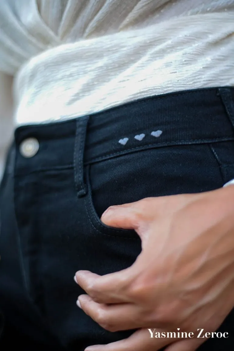 Le Temps des Cerises Collab @Yasmine.Zeroc Amour 400/18 Mom Taille Haute 7/8Eme Jeans Noir N°1-Femme Coupe Regular