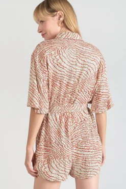 Le Temps des Cerises Combi-Short Zely A Motif Orange Et Noir-Femme Shorts & Jupes