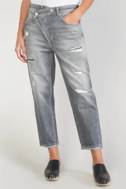 Le Temps des Cerises Cosy Boyfit 7/8Eme Jeans Destroy Gris N°3-Femme Coupe Boyfit