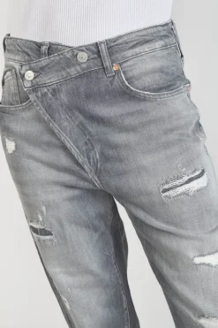 Le Temps des Cerises Cosy Boyfit 7/8Eme Jeans Destroy Gris N°3-Femme Coupe Boyfit