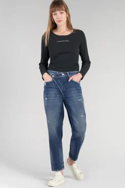 Le Temps des Cerises Cosy Boyfit 7/8Eme Jeans Destroy Bleu N°2-Femme Coupe Boyfit
