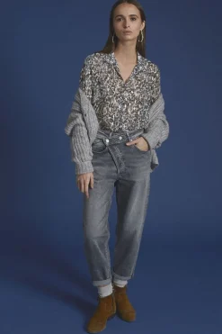 Le Temps des Cerises Cosy Boyfit 7/8Eme Jeans Gris N°3-Femme Coupe 7/8Eme