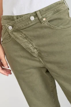 Le Temps des Cerises Cosy Boyfit 7/8Eme Jeans Kaki-Femme Coupe Boyfit