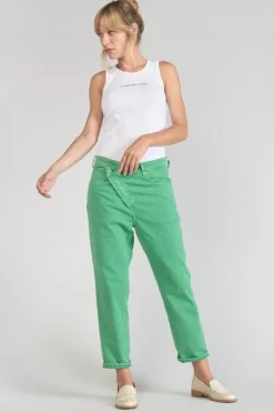 Le Temps des Cerises Cosy Boyfit 7/8Eme Jeans Vert Menthe-Femme Coupe Boyfit