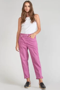 Le Temps des Cerises Cosy Boyfit 7/8Eme Jeans Violet Rose-Femme Coupe Boyfit