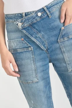 Le Temps des Cerises Cosy Pocket Boyfit 7/8Eme Jeans Destroy Bleu N°4-Femme Coupe Boyfit