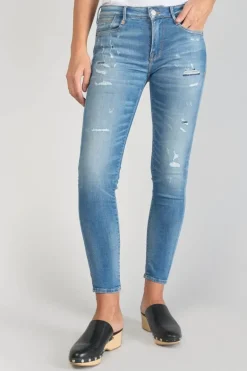 Le Temps des Cerises Dames Power Skinny 7/8Eme Jeans Destroy Bleu N°4-Femme Coupe Skinny