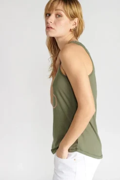 Le Temps des Cerises Debardeur Debtrame Kaki-Femme T-Shirts & Débardeurs