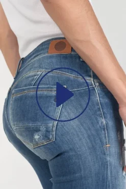 Le Temps des Cerises Etoc Pulp Slim 7/8Eme Jeans Destroy Bleu N°2-Femme Coupe Slim