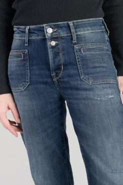 Le Temps des Cerises Fafa 400/18 Mom Taille Haute 7/8Eme Jeans Destroy Bleu N°3-Femme Coupe Mom