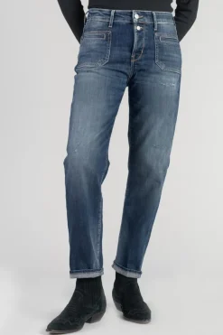 Le Temps des Cerises Fafa 400/18 Mom Taille Haute 7/8Eme Jeans Destroy Bleu N°3-Femme Coupe Mom