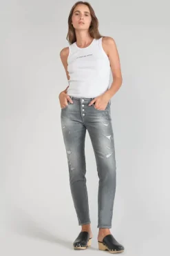 Le Temps des Cerises Goudes Power Skinny 7/8Eme Jeans Destroy Gris N°3-Femme Coupe Skinny