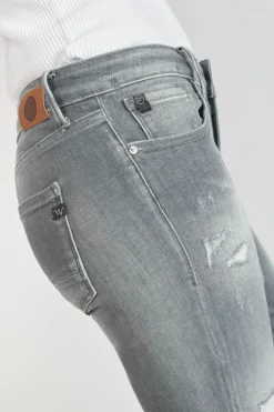 Le Temps des Cerises Goudes Power Skinny 7/8Eme Jeans Destroy Gris N°3-Femme Coupe Skinny
