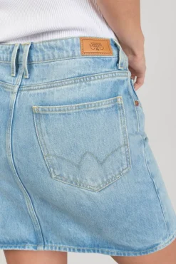 Le Temps des Cerises Jupe Alofi En Jeans Bleu Clair-Femme Coupe Criss Cross