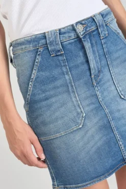Le Temps des Cerises Jupe Cary En Jeans Bleu Delave-Femme Jupes & Shorts