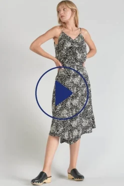 Le Temps des Cerises Jupe Longue Cassand A Motif Fleuri Noir Et Blanc-Femme Shorts & Jupes