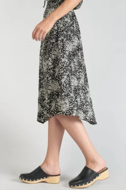Le Temps des Cerises Jupe Longue Cassand A Motif Fleuri Noir Et Blanc-Femme Shorts & Jupes
