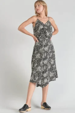 Le Temps des Cerises Jupe Longue Cassand A Motif Fleuri Noir Et Blanc-Femme Shorts & Jupes