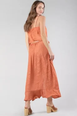 Le Temps des Cerises Jupe Longue Gino En Jacquard Zebre Orange Corail-Femme Shorts & Jupes