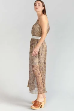 Le Temps des Cerises Jupe Longue Ran Doree A Motif Fleuri-Femme Shorts & Jupes