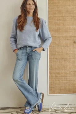 Le Temps des Cerises Marcel Flare By Veronika Loubry Jeans Bleu N°4-Femme Coupe Flare / Bootcut
