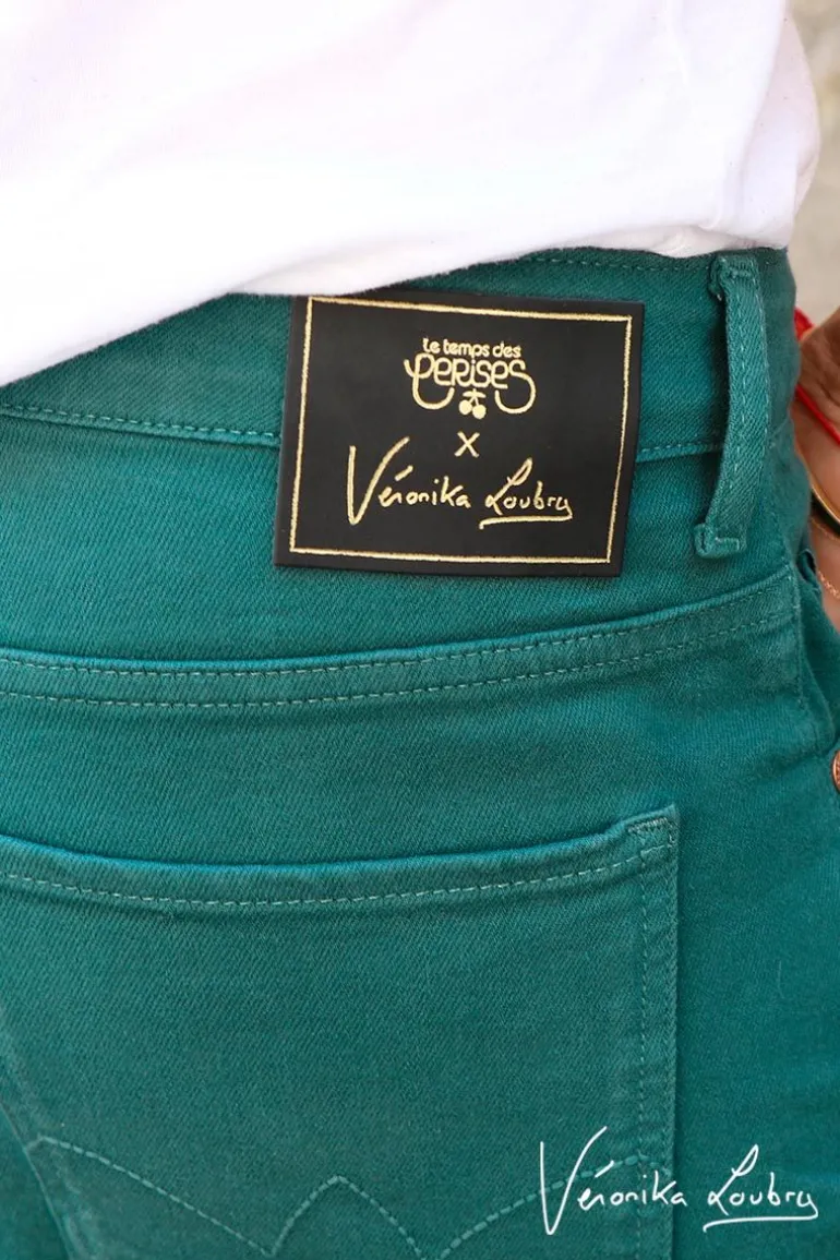 Le Temps des Cerises Mary Boyfit Jeans Vert Emeraude By Veronika Loubry-Femme Coupe Boyfit
