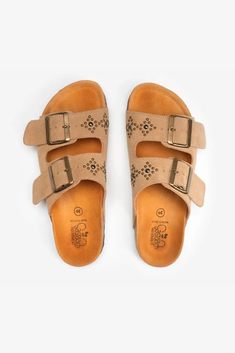 Le Temps des Cerises Mules Cloutees Naomie Beige-Femme Chaussures