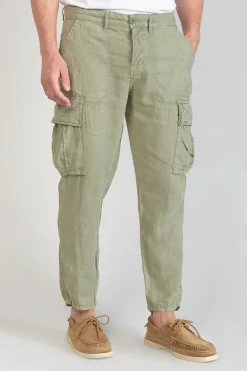 Le Temps des Cerises Pantalon Cargo En Lin Oddo Kaki Clair-Homme Pantalons & Chinos