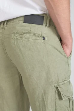 Le Temps des Cerises Pantalon Cargo En Lin Oddo Kaki Clair-Homme Pantalons & Chinos