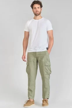 Le Temps des Cerises Pantalon Cargo En Lin Oddo Kaki Clair-Homme Pantalons & Chinos