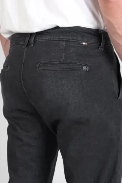 Le Temps des Cerises Pantalon Chino Dejean En Jeans Noir Delave-Homme Coupe Regular Confort