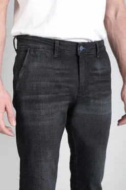 Le Temps des Cerises Pantalon Chino Dejean En Jeans Noir Delave-Homme Coupe Regular Confort