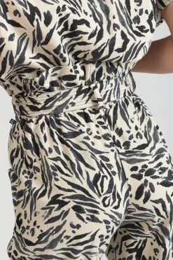 Le Temps des Cerises Pantalon En Lin Melange Rida A Motif Animalier-Femme Pantalons & Chinos