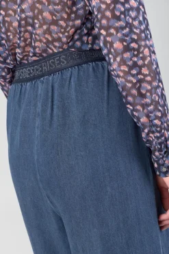 Le Temps des Cerises Pantalon Fluide Jane En Tencel Bleu Denim-Femme Pantalons & Chinos