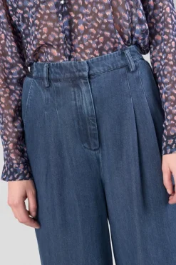 Le Temps des Cerises Pantalon Fluide Jane En Tencel Bleu Denim-Femme Pantalons & Chinos