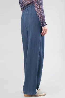 Le Temps des Cerises Pantalon Fluide Jane En Tencel Bleu Denim-Femme Pantalons & Chinos