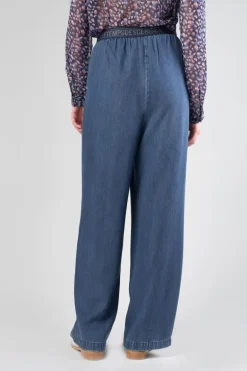 Le Temps des Cerises Pantalon Fluide Jane En Tencel Bleu Denim-Femme Pantalons & Chinos